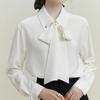 Women Blouses Shirts 2025 Spring Long Sleeve Women Blouse Shirt Turn Down Collar White Chiffon Blouse Shirt Women Tops J843