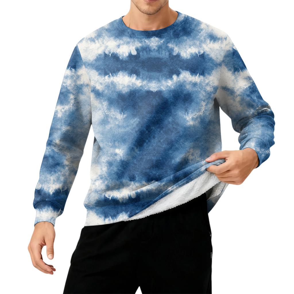 Herren Rundhals Fleecegefüttert Dick Warm Sweatshirt