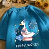 Usa'S Big Goose On A Rocket Design T-Shirt Unisex Cotton Summer Basics Tee Vintage Clothing Unisex Loose Fashion Streetwear
