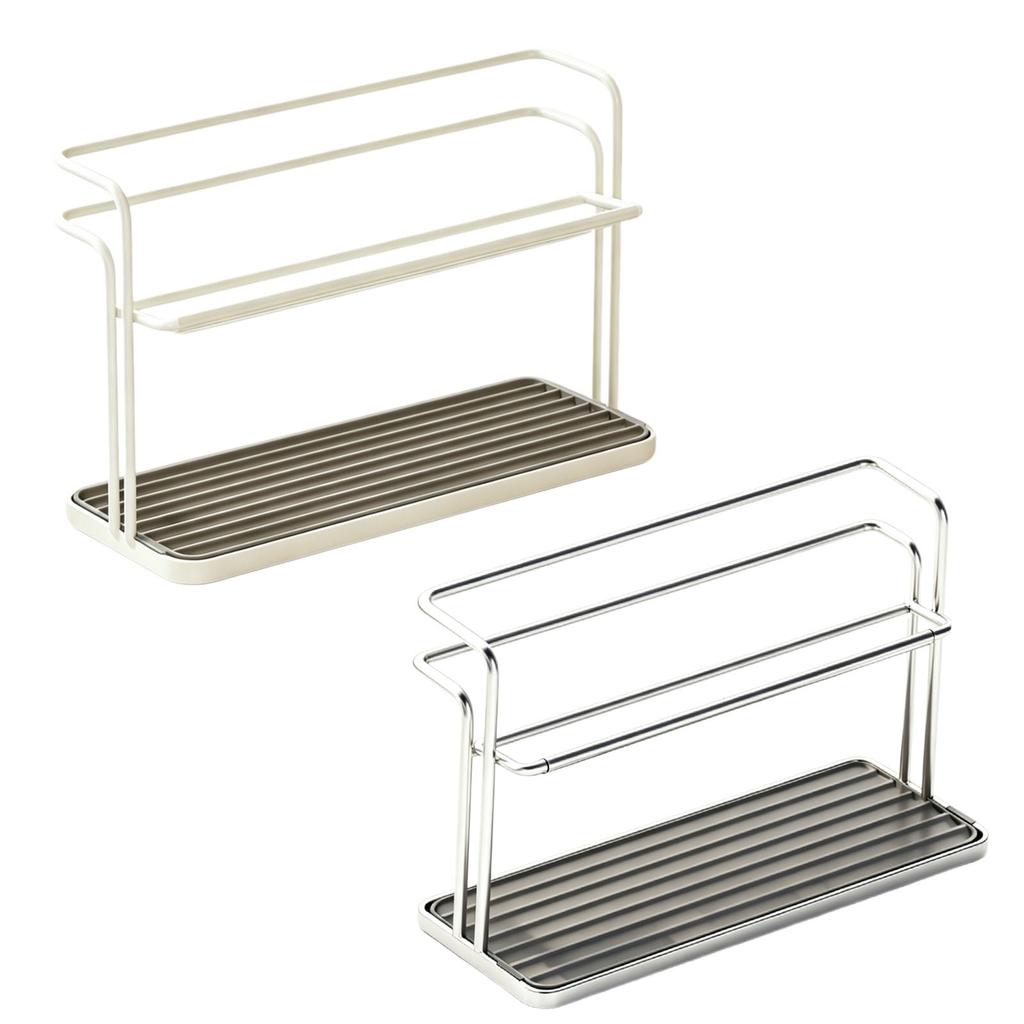 2-Tier Bottle Drying Rack with Drain Tray Stainless Steel Coffee Mug Holder Easy To Clean Slanted Design for Kitchen Countertop