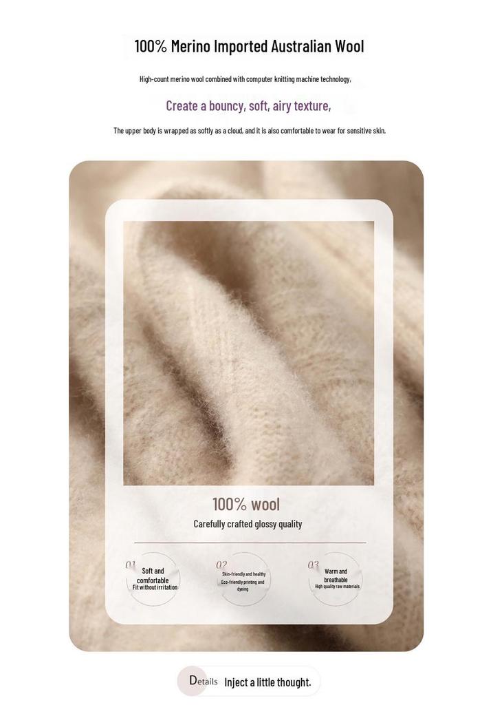 Women's Diamond Pattern Cashmere Cable Knit Wool Sweater, High Neck Pullover for Autumn and Winter