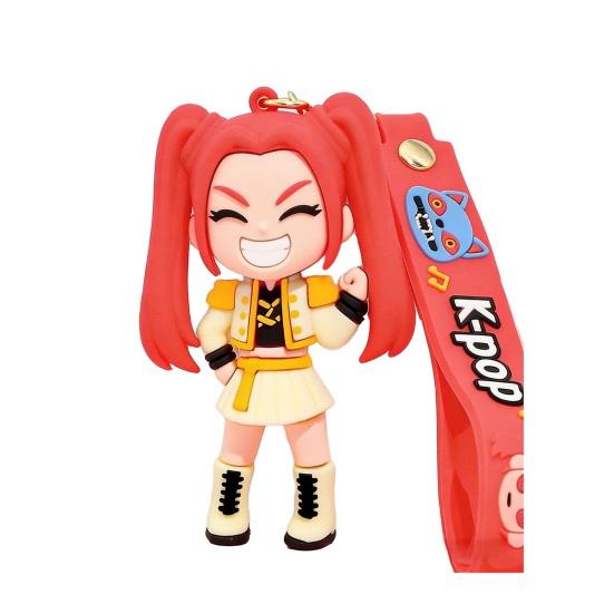 Keychain Pendant Cartoon Anime Design with Metal Lobster Silicone Keychain Clasp Wrist Strap Idol Group Keychain