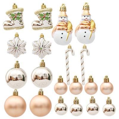 29/20Pcs Champagne Christmas Balls Pendants Candy Cane Pine Cone Xmas Tree Hanging Ornaments Shatterproof Star