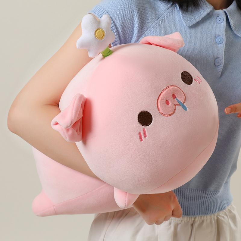 Ultra Soft Pink Pig Stuffed Doll Lying Plush Piggy Toy Animal Soft Plushie Pillow for Kids Baby Comforting Birthday Xmas Gift