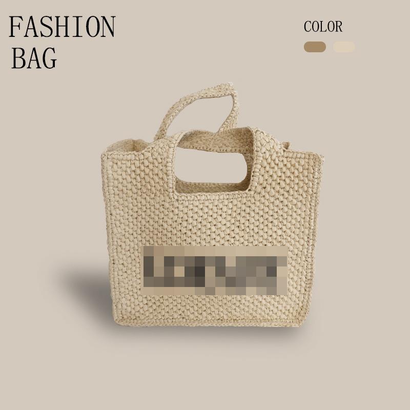 

Я Вышивка Ручная Плетеная Сумка-Тоут из Бумаги Повседневная Сумка-Тоут Сумка для Отпуска/Шопинга 28*16*25