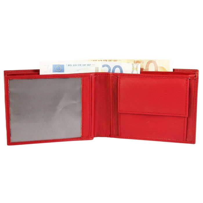 Portefeuille homme - EXCELLANC - Ginar - Cuir véritable - Rouge - 6 fentes cartes