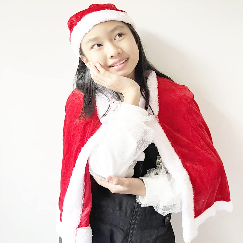 Limspace Christmas Cape Santa Costume, Santa Cosplay Costume, Santa Cape, Cloak Costume for Kids and Adults, Santa Claus Poncho Cape, Santa Outfit,