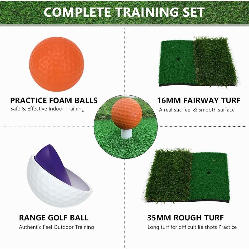 Golf Practice Ball Set Pop Up Chipping Net with Training Mat Indoor Outdoor Golf Training Accessories Gift for Golfers Beginners