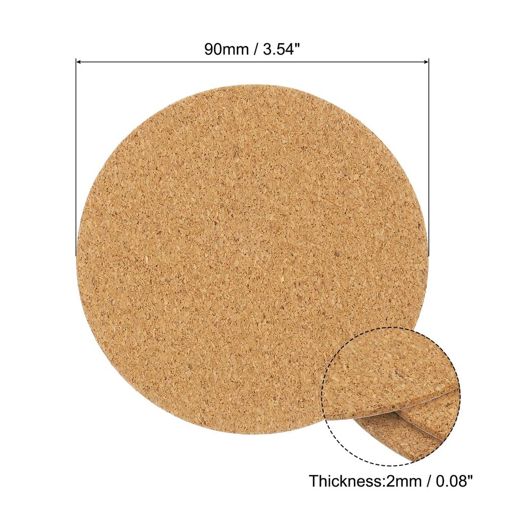 uxcell 90mm (3.54") Round Coasters, 2mm Thick Cork Cup Mat Pads, Set of 4