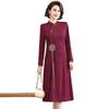 Autumn Mid-Length Embroidered Dress for Middle-Aged Women