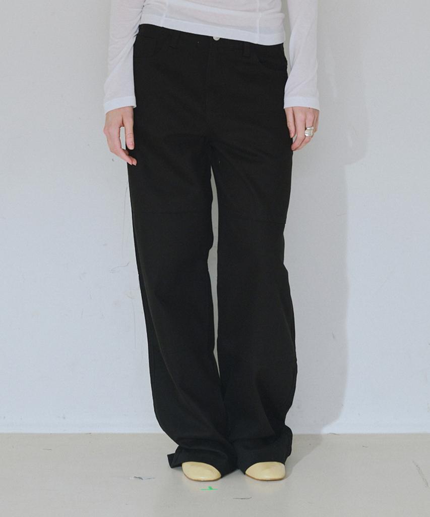 MILLO WOMEN Double Knee Cotton Loose Pants [Black]