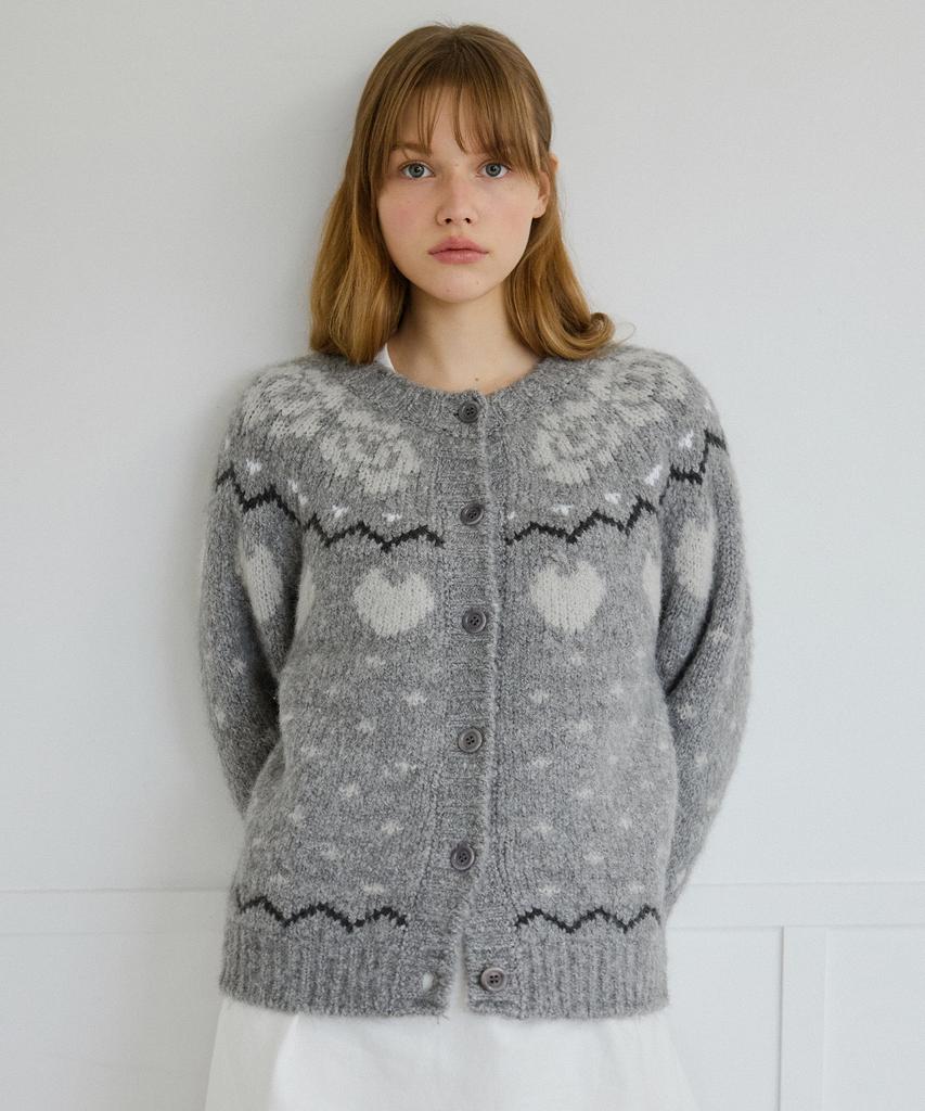 LETTERA Alpaca Wool Nordic Knit Cardigan_Grey