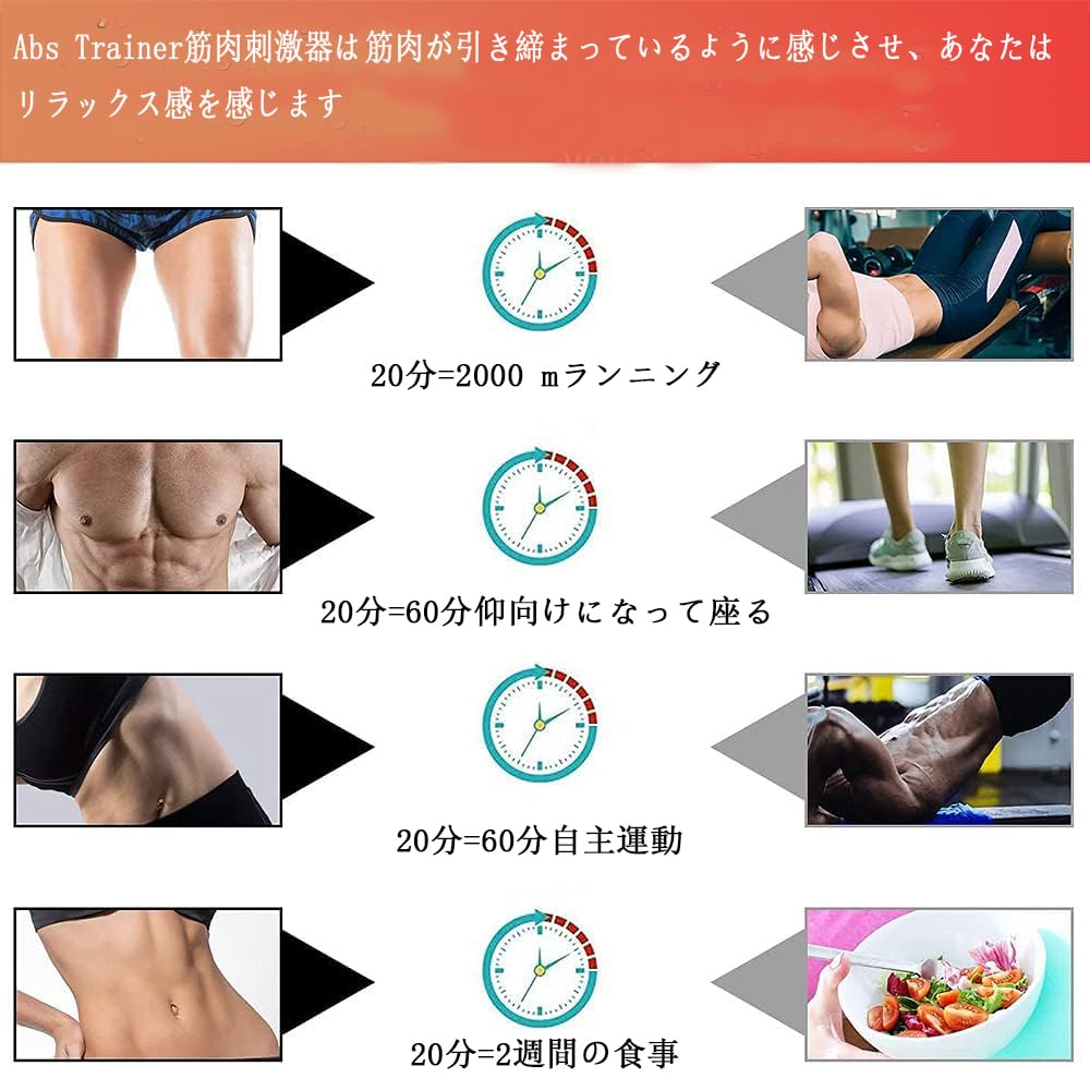 EMS Abdominal Muscle Arm Muscle Training No Gel Sheets Abdominal Muscle 10 20 Levels of USB Multiple Body Muscle LCD Japanese Instructions Belt,
