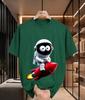 2026 New 100 Cotton Tshirt Cartoon Big Eyes Astronaut Riding Red Rocket Graphic Print Unisex Trendy Tee Casual Short Sleeve