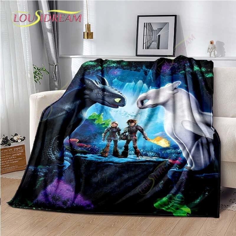 Κινούμενο Σχέδιο Πώς να Εκπαιδεύσεις τον Δράκο σου Χαριτωμένη Κουβέρτα Ελαφρύ Κλινοσκεπάσματα Εξαιρετικά Μαλακή Ζεστή Κουβέρτα Φλις για Κρεβάτι Σαλόνι Καναπέ