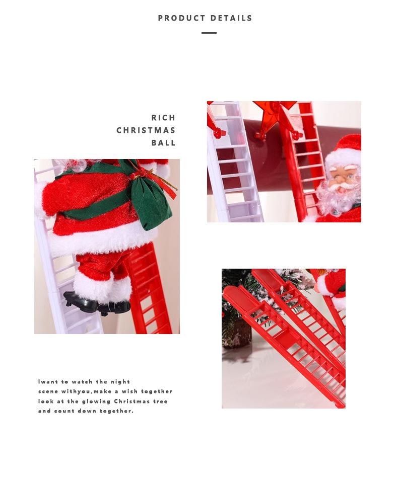 Red Climbing Santa Claus with White Ladder for Christmas Decor