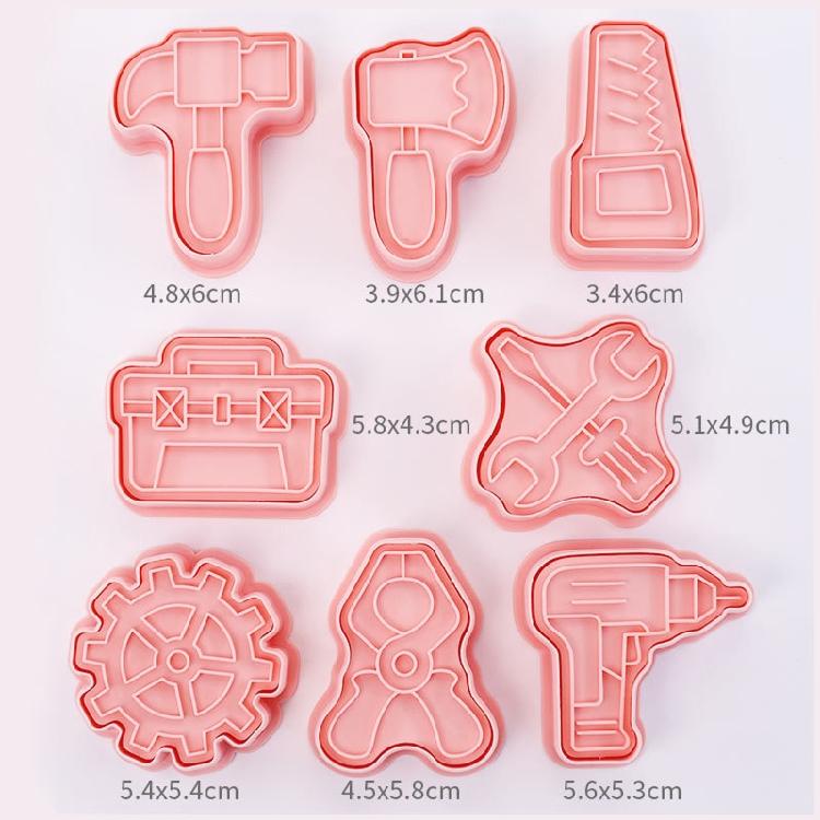 8 Pack PP Material Biscuit Cutters Push-type Household Cookie Cutters for Child
