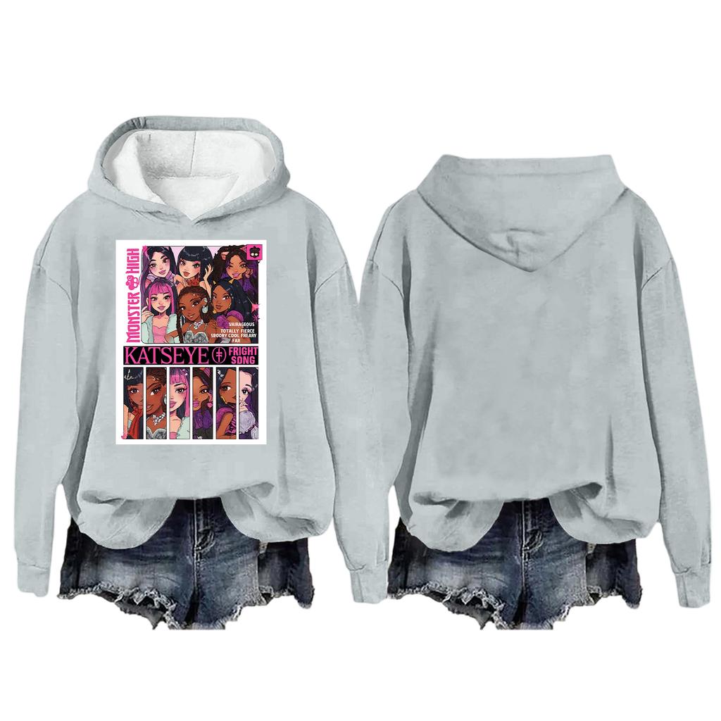 Women's Fashion Casual Long Sleeve Loose Printed Pullover Sports Long Sleeve Hooded Sweatshirt