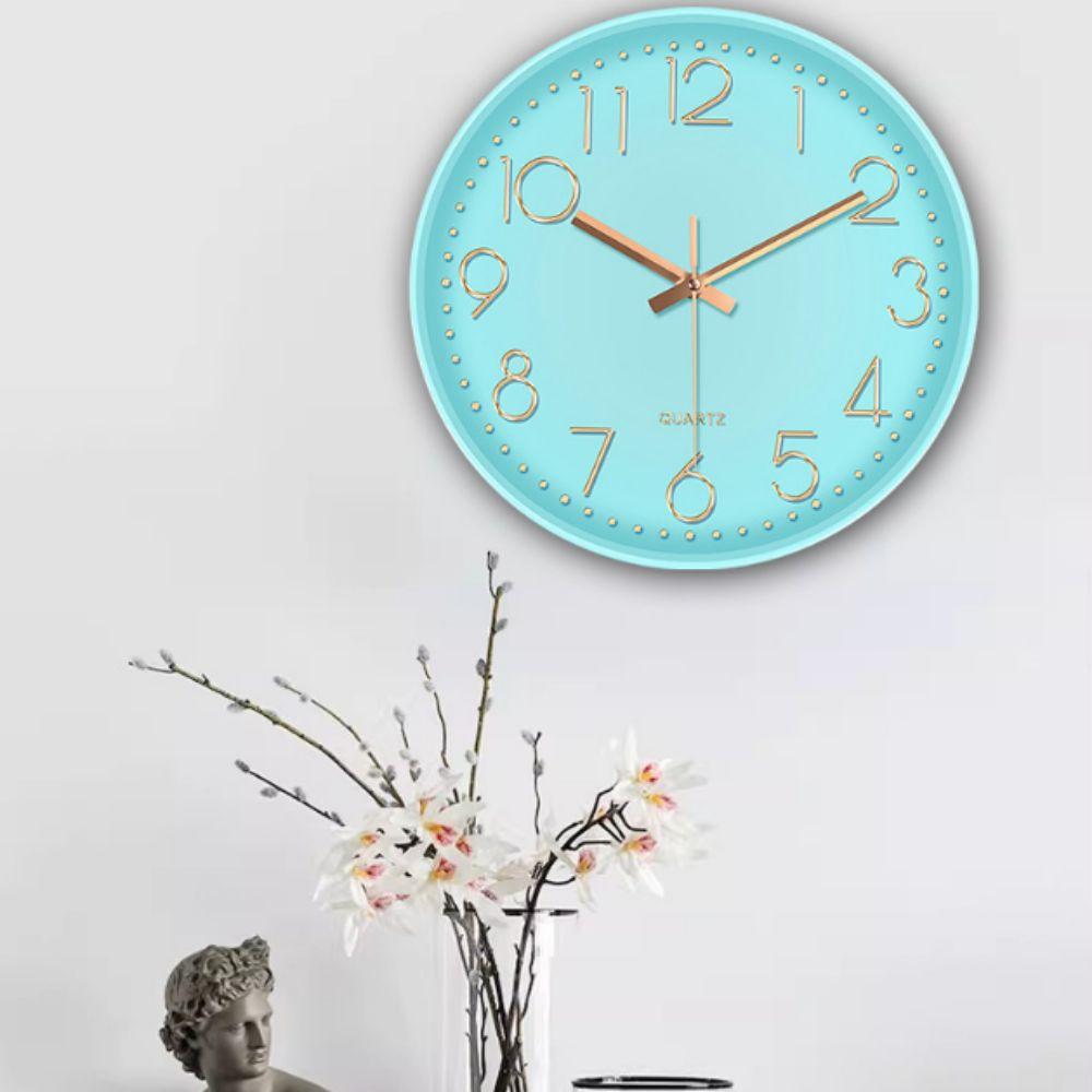 

Round Nordic Wall Clock Non-Ticking Wall Hanging Clock Minimalist Electronic Color Clock Home Style 5