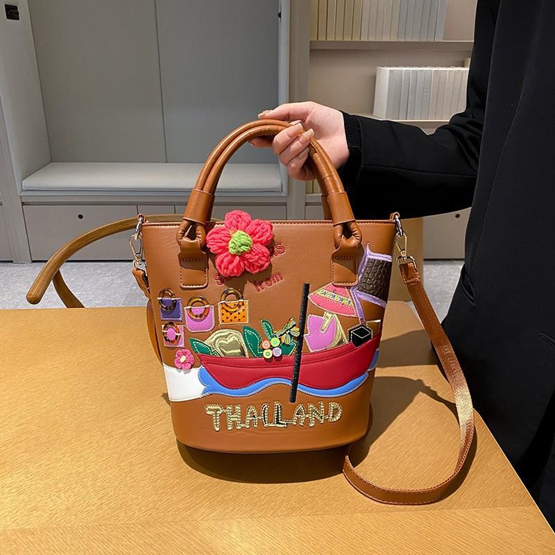 

Bag Women 22 Female Niche Creative One-shoulder Cross-body Retro Portable Bucket