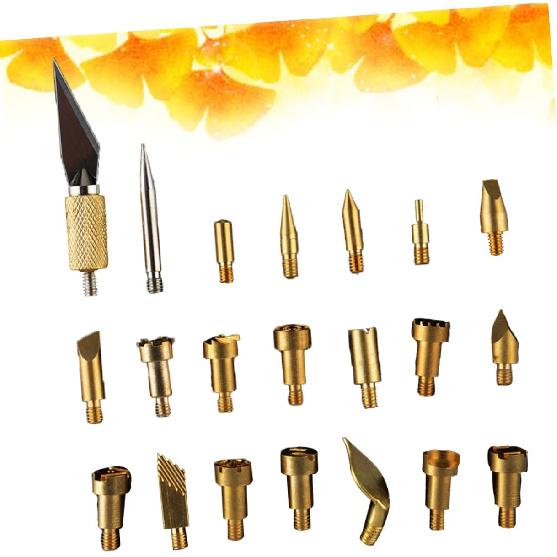PLAFOPE Woodburning Tools Kit 22pcs Soldering Iron Tips for Special Carving Branding Decorative Patterns