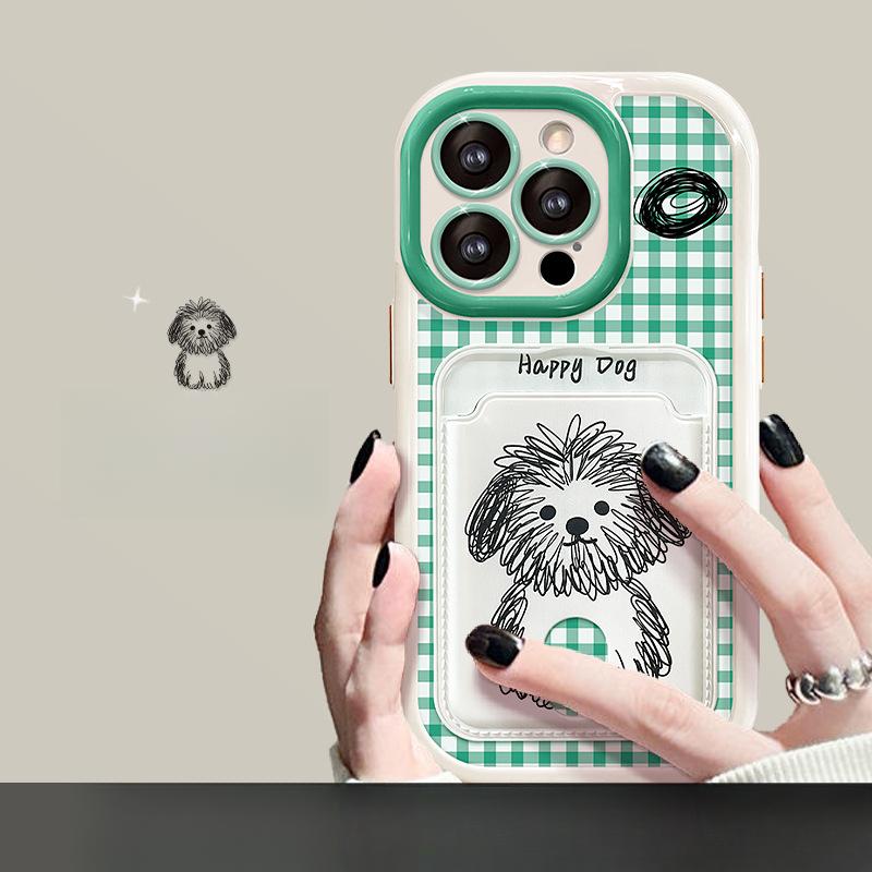 

Подходит для чехла для мобильного телефона Huawei Mate60pro Vivos19 Мультяшный граффити Собака Кармашек для карт Шнурок Oppo Xiaomi 14 Honor 200