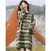Fashionable Striped Knitted Sweater Dress for Women, Loose Fit and Lengthy, Thickened and Soft Dresses
