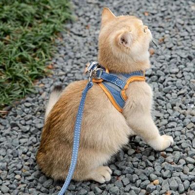 Zestaw smyczy dla kota zamsz regulowany komfort bez ściągania kamizelka dla szczeniaka szelki Walking Pet pas piersiowy dla kotów psy na zewnątrz