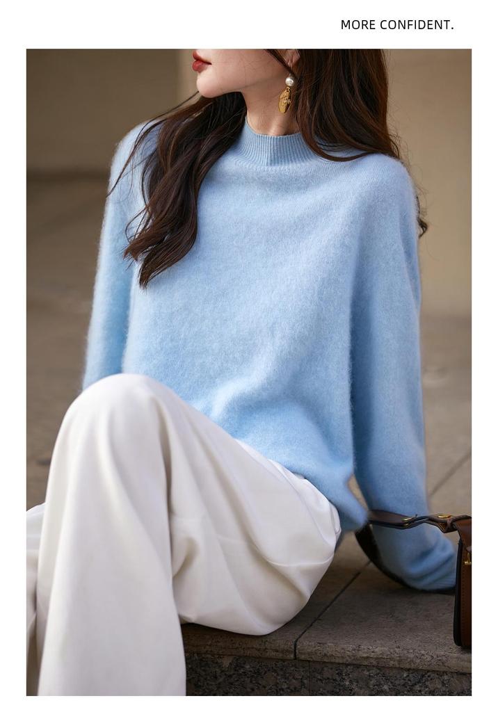 2025 Autumn/Winter Women's Seamless High Neck Wool Sweater - Versatile, Long Sleeve Knitwear
