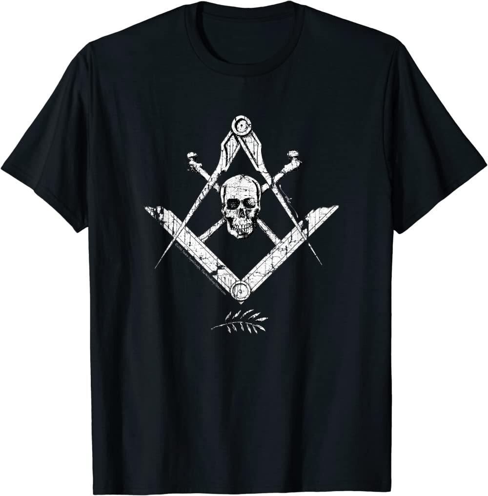 NEW LIMITED Mens Memento Mori Freemason Shirt Skull and Bones Masonic XL T-Shirt S
