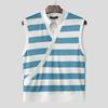 INCERUN Summer Men Stand Collar Sleeveless Striped Print Casual Tank Tops