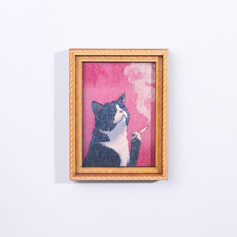 

1Pc Cute Wooden Cat Photo Frame Refrigerator Sticker Creative Cat Portrait Mini Photo Frame Refrigerator Magnet Home Decoration (As shown-16168)-
