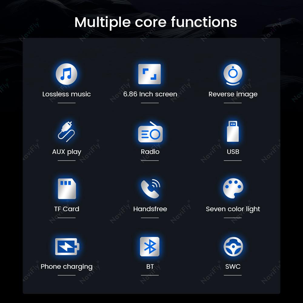 NaviFly For Universal 6.86" HD Touch Screen CarPlay Auto 2 Din Car Multimedia Video Player Supports Mobile Phone Charging GPS BT