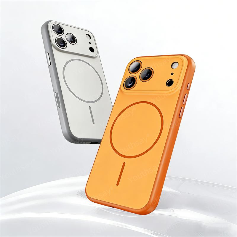Luxury Original Hard PC For Magsafe Case For iPhone 17 Air 16 15 Pro Max Fundas TPU Magnetic Wireless Phone Cover iPhone 17 Pro