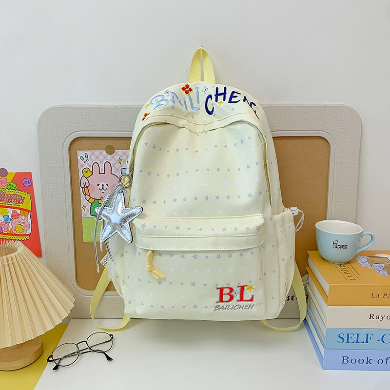 Schoolbag new cute high-value backpack Korean version embroidered letters large-capacity student schoolbag versatile lightweight backpack