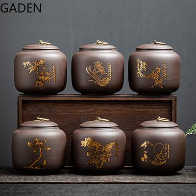 Purple Clay Tea Caddy Creative Storage Tank Tea Set Household Tea Ceremony Accessories Moisture-proof Large Pu'er Tea Caddy