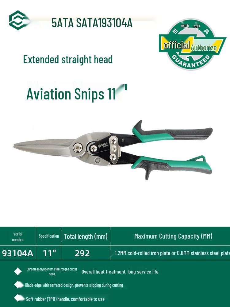 SATA Aviation Shears: Left, Right, Extended Iron Shears - Models 93101, 93102, 93103, 93104 - Stainless Steel.