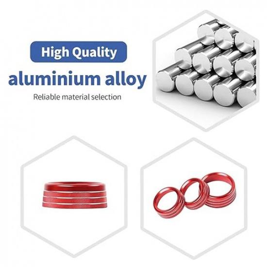 for Charger Volume AC Switch Knob Trim Ring Cover for 2011 up Red Interior Acces