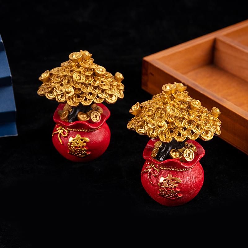 Chinese Feng Shui Decor Money Tree For Wealth And Good Luck Blessing Bag Tabletop Decoration Cake Decoration Home Decoration