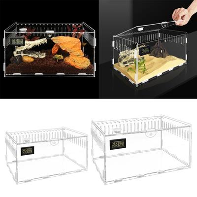Reptiles Feeding Box Acrylic Terrarium Containers for Spiders Lizards Portable Small Pet Anti-escape Habitat