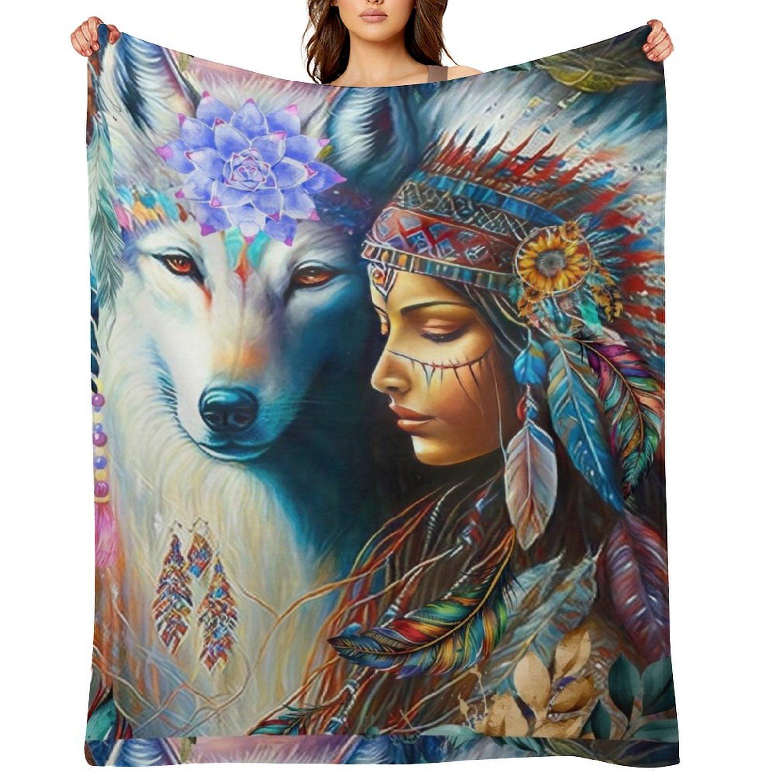 Native Princess Throw Blanket Quilt warm for winter for sofa Thermal Blankets 30x40in