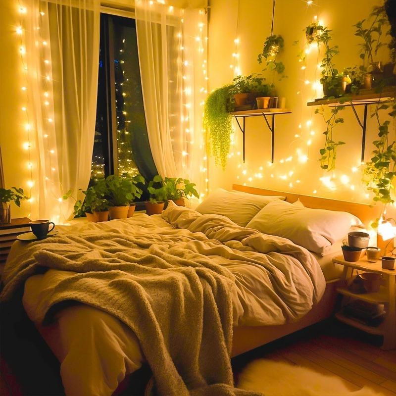 LED String Lights Clear Wire Warm White Christmas Lights Twinkle Fairy Light for Bedroom Classroom Wedding Tree Patio Decor
