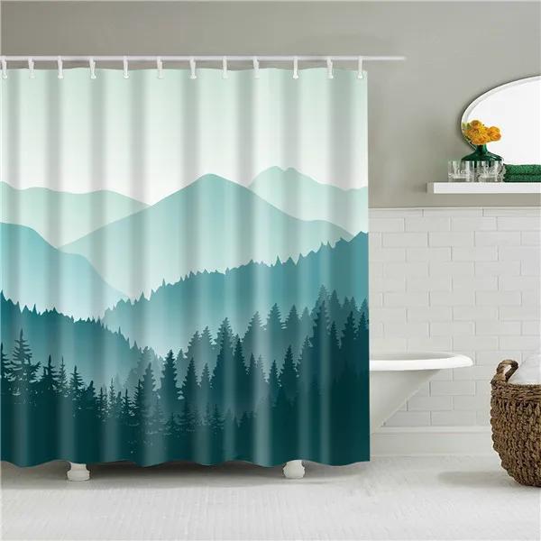 Christmas Shower Curtain Shell Snowman Flower Lighthouse Shower Curtains Bathroom Curtain Frabic Waterproof Polyester with Hooks