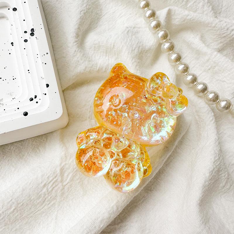 Cartoon Laser Colorful Kt Cat Mobile Phone Airbag Bracket Back Sticker Retractable Back Sticker Desktop Cat Support Frame