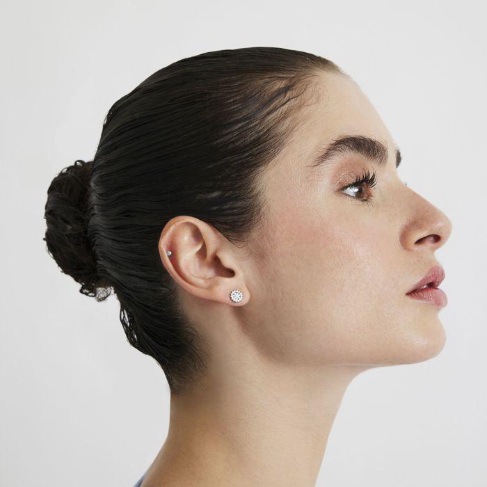 Boucles d'oreilles Luxenter en argent 925 avec zircon brillant finition en rhodié - Maliai