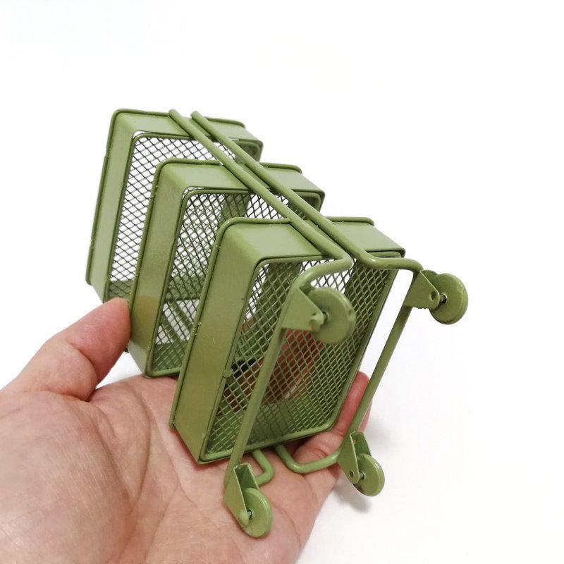 1:12 Doll House DollStainless Steel Handcart Supermarket Shopping Cart Mode Storage Toy Phone Food Holder Cute Gift For Kids