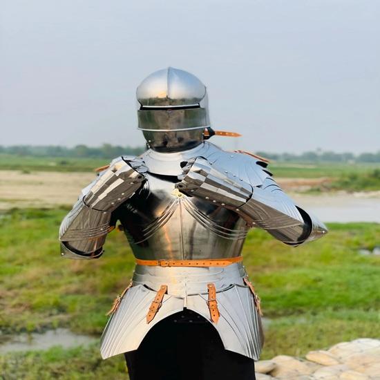 Středověký rytíř Německá gotická zbroj Oblek 15. století Larp Cosplay Oblek poloviční zbroje Nejlepší dárek