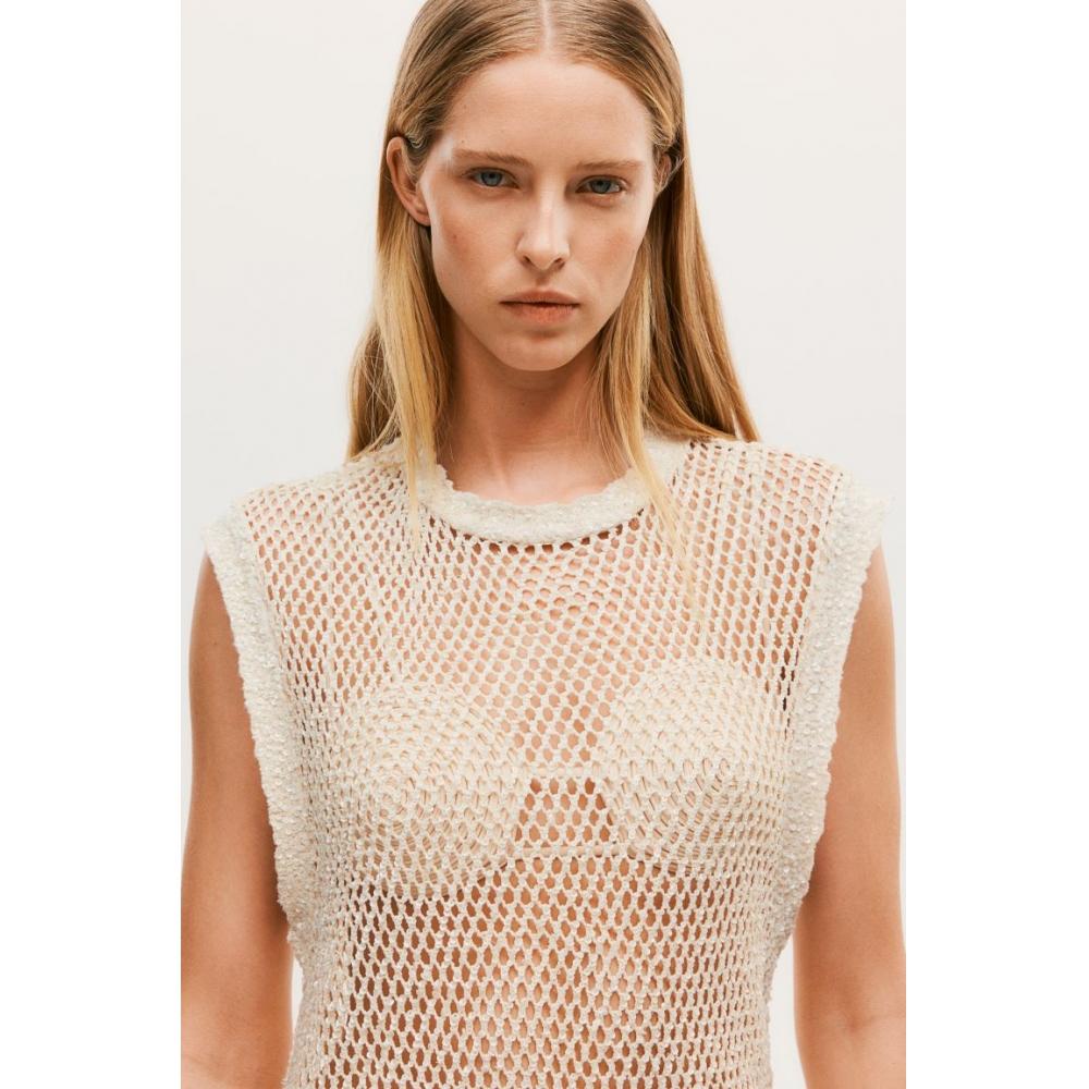 

Кремовый топ бикини со спиральным швом HM