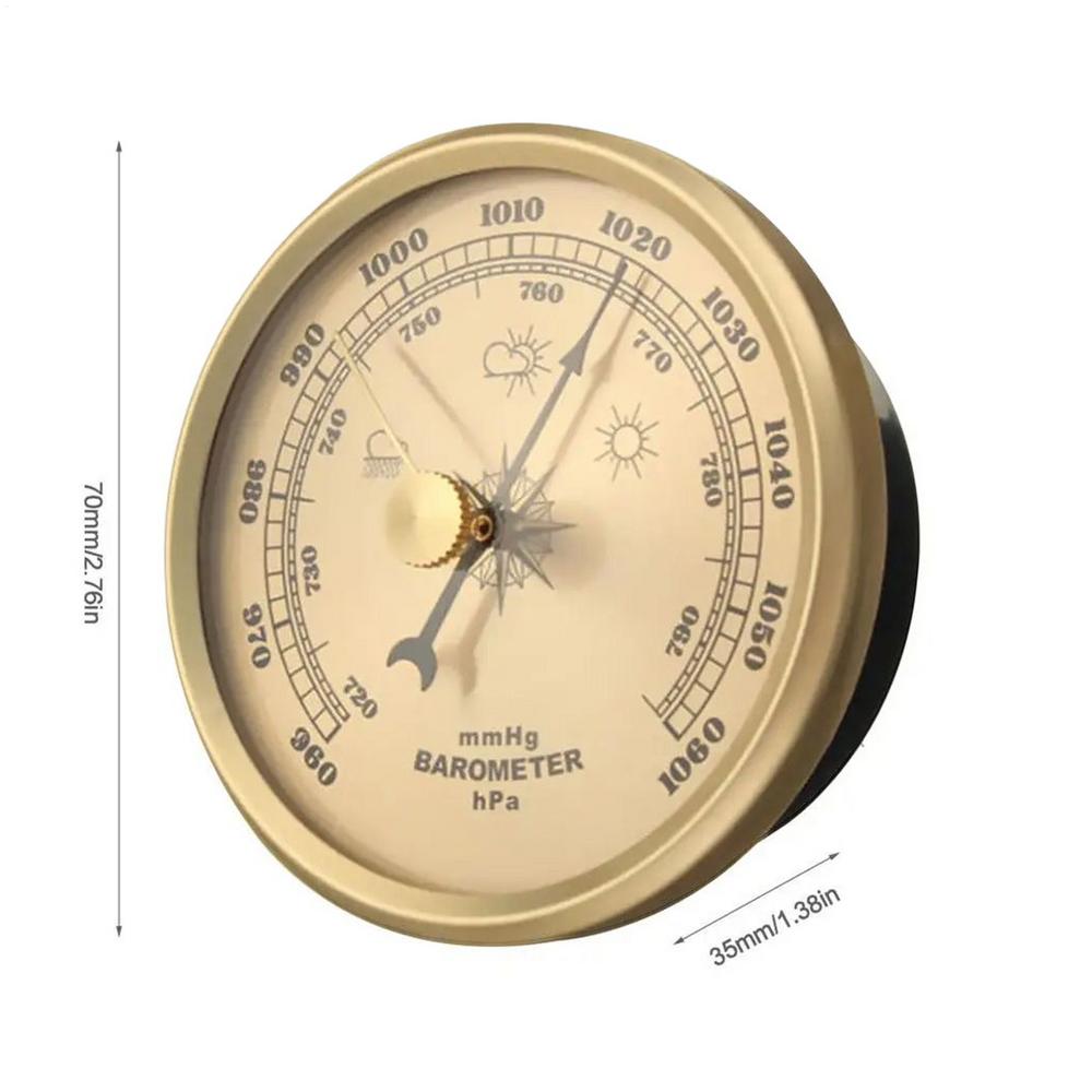 Aluminum Alloy Barometer Thermometer Hygrometer Gauge Tester Temperature Humidity Meter Precision Mechanical Home Office золотой