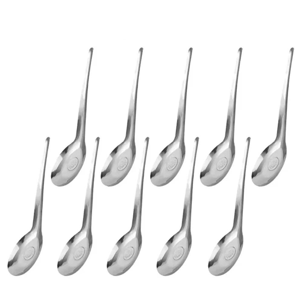 10Pcs Long Handle Soup Spoon Stainless Steel Dinner Spoon New Long Handle Spoon  Dessert Serving 10Pcs